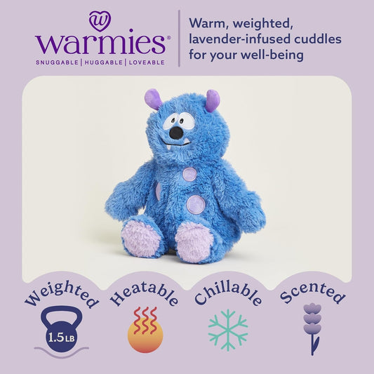 Microwavable & Weighted Stuffed Animals, Blue Monster - Heat & Chill Therapy Animal Heating Pad - Hugging Comfort Weighted Plushies for Adults & Children (Boys, Girls, Babies & Toddlers)