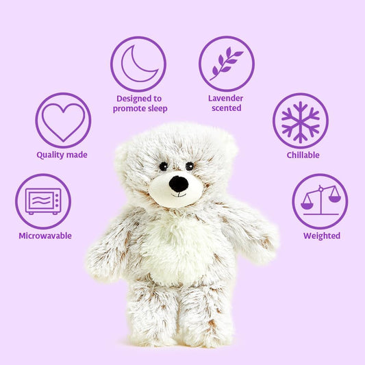 Junior Microwavable & Weighted Stuffed Animals, Marshmallow Bear- Heated Stuffed Animal Plushie for Warmth & Comfort - Cute Soft Plush Toys for Adults & Children