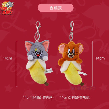 Hot 10Cm Fun Banana Shape and Adorable Ice Cream Shaped Cartoon Tom and Jerry Plush Keychain