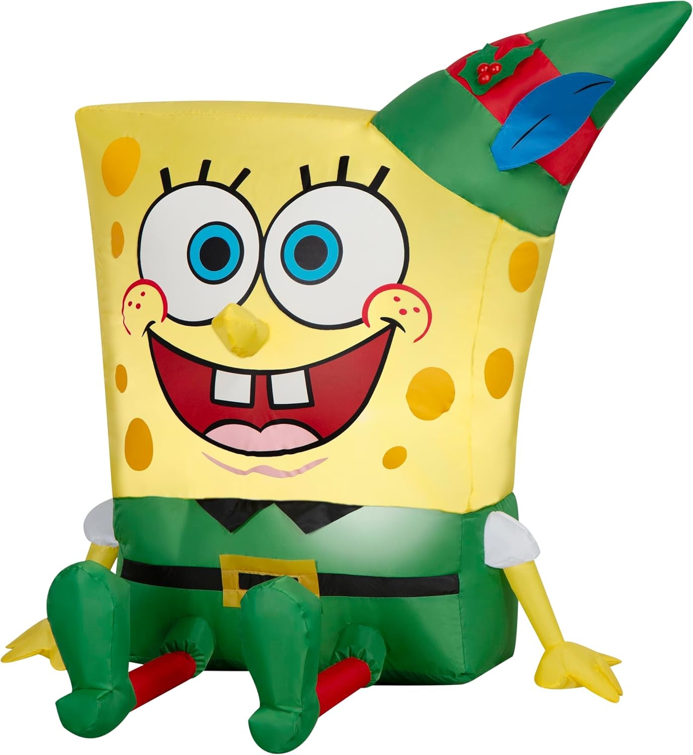Christmas Inflatable Spongebob in Elf Outfit, 3 Ft Tall, Multi