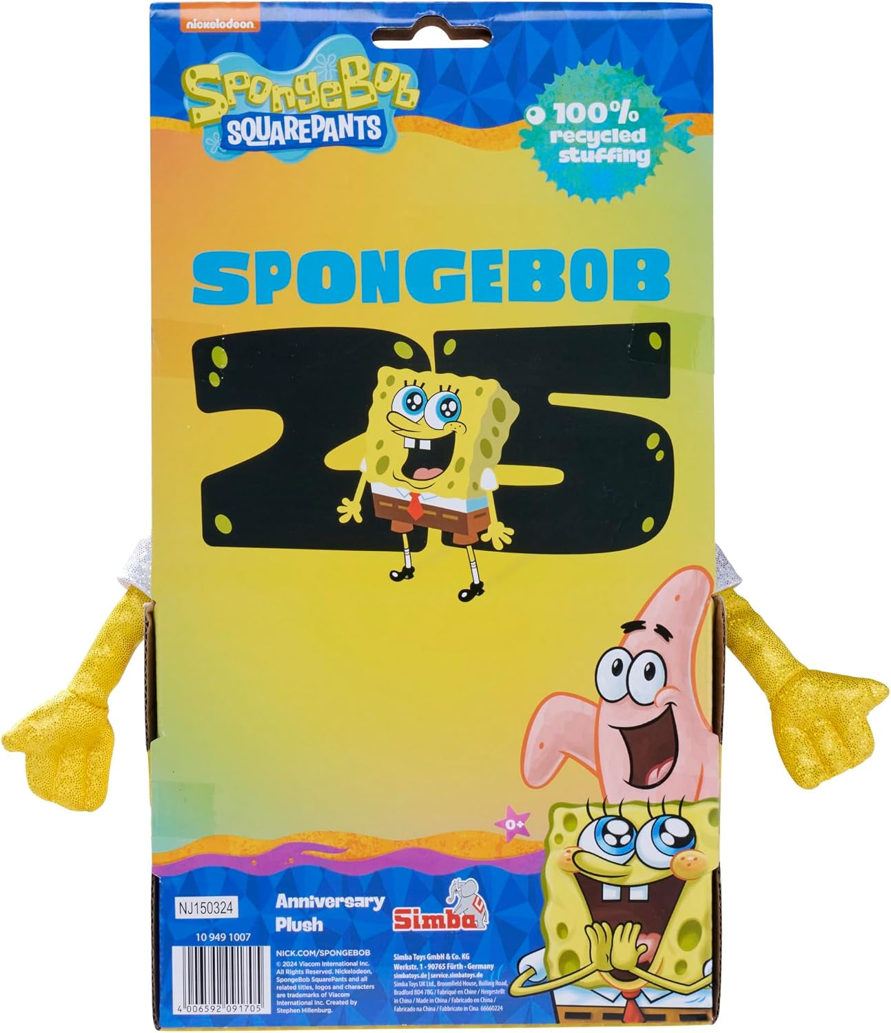 Toys Spongebob 25Th Anniversary Plush – Glittering 12In Collectible Plush – Sparkling, Super Soft, Limited Edition, Cuddly Toy for All Ages, Yellow