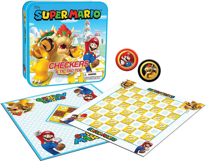 Super Mario Checkers & Tic-Tac-Toe Collector'S Game Set for 2 Players | Featuring Mario & Bowser | Collectible Checkers and Tictactoe Perfect for Mario Fans, Model Number: CM005-637-002001-06