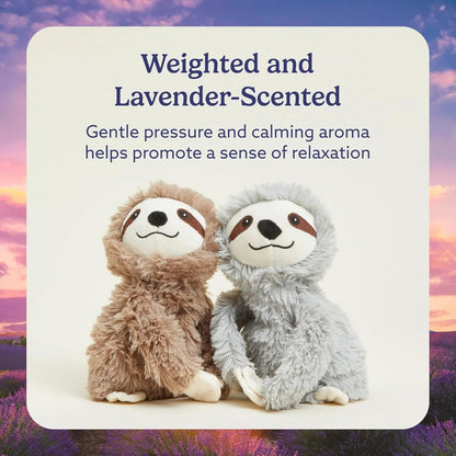 Hugs Duo 9" Sloth Stuffed Animal, Microwavable Heated Plushies and Weighted Soft Plush Toys