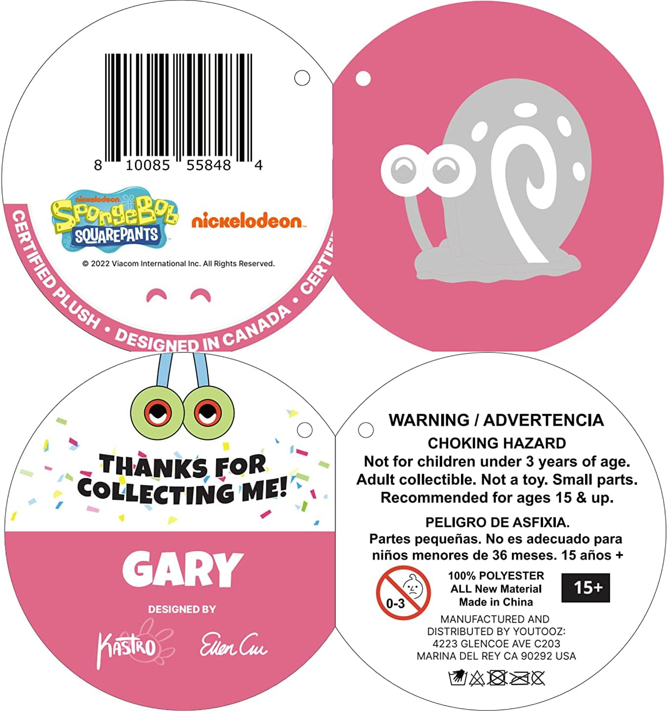 Gary the Snail Stickie in 6", Magnetic and Soft Spongebob Squarepants Collectible Gary the Snail Plush - Cute Spongebob Toys Collection