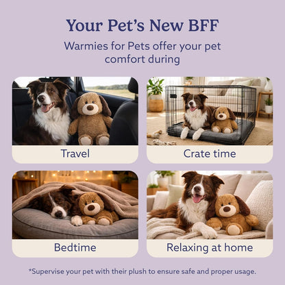 Plush Toy Stuffed Animal for Dogs & Cats, Brown Dog - Weighted & Microwavable Calming Comfort Toy for Puppy Crate Training, Senior Dog Comfort & Pet Separation Anxiety Relief - Dogs & Puppies