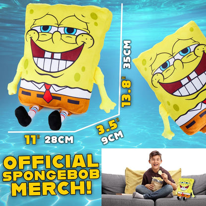 Spongebob Squarepants Plush Cushion Pillow, Soft Plush Throw Pillow Cute Fluffy Cushion Bedroom Decor, Gifts for Teens, Women (Yellow Spongebob, L13.8 X W11)