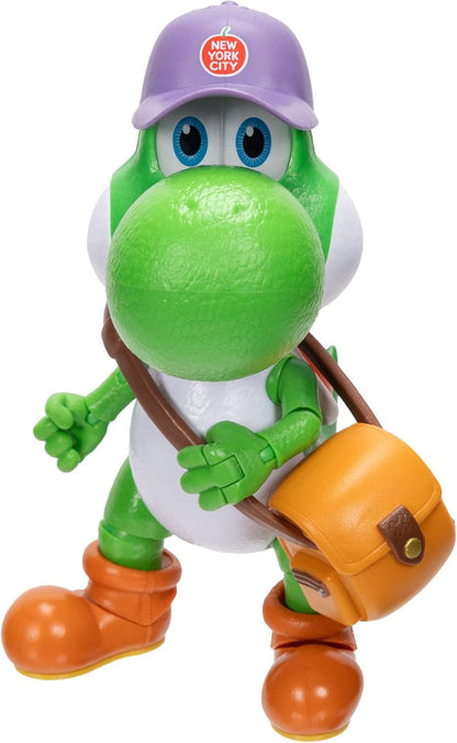 The Super Mario Galaxy Movie 5” Action Figures Series 1 – Yoshi Figure with Hat, Sunglasses, and Satchel Accessories - Premium Details 20 Points of Articulation