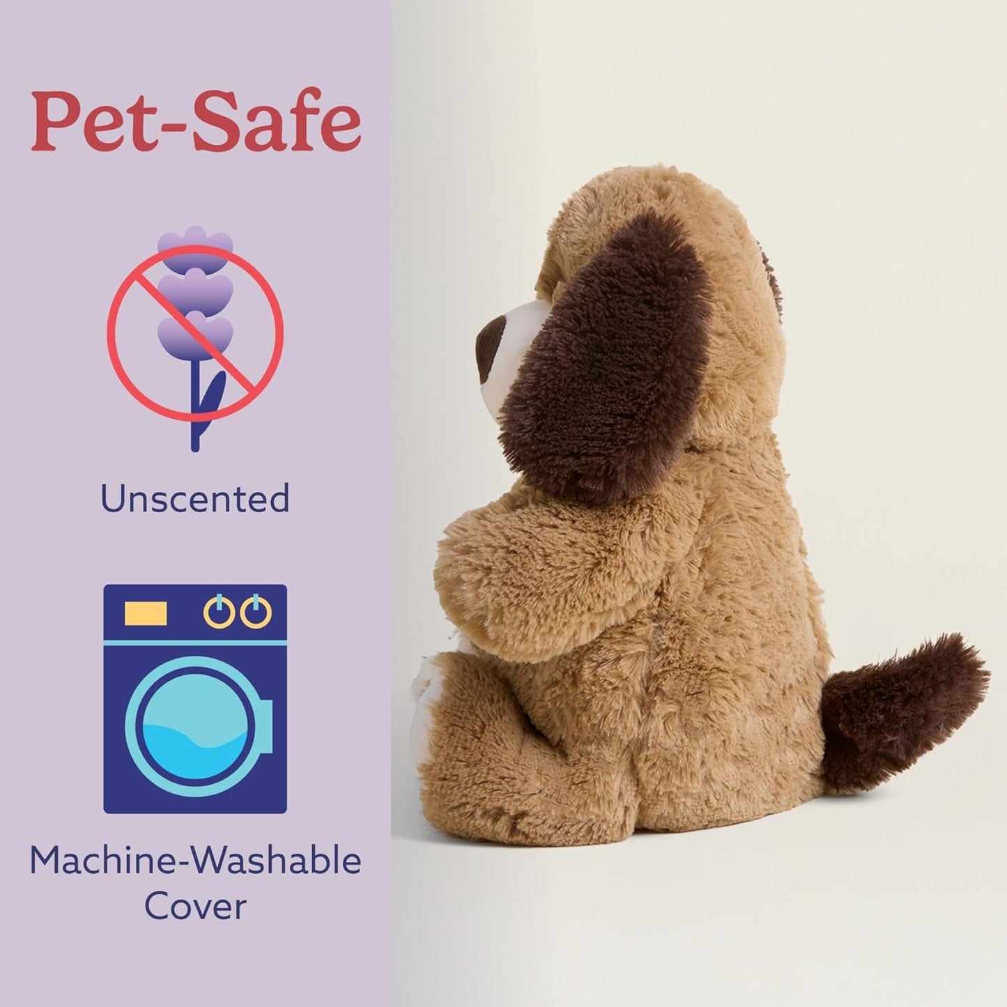 Plush Toy Stuffed Animal for Dogs & Cats, Brown Dog - Weighted & Microwavable Calming Comfort Toy for Puppy Crate Training, Senior Dog Comfort & Pet Separation Anxiety Relief - Dogs & Puppies