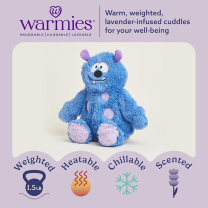 Microwavable & Weighted Stuffed Animals, Blue Monster - Heat & Chill Therapy Animal Heating Pad - Hugging Comfort Weighted Plushies for Adults & Children (Boys, Girls, Babies & Toddlers)