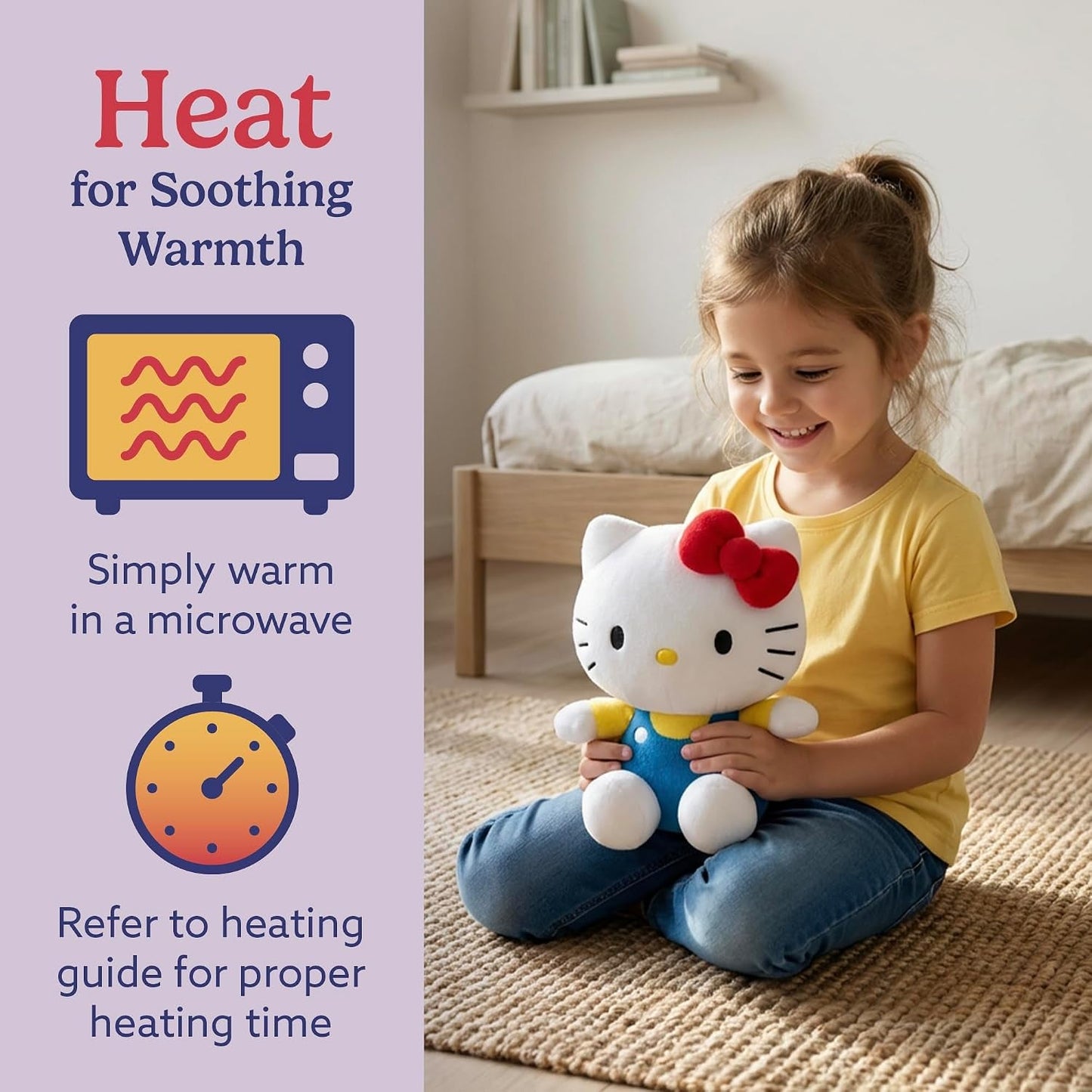 X Hello Kitty - Microwavable & Weighted Stuffed Animals, Hello Kitty - Heated Stuffed Animal Plushie for Warmth & Comfort - Scented Soft Plush Toys for Adults & Children (Boys & Girls)
