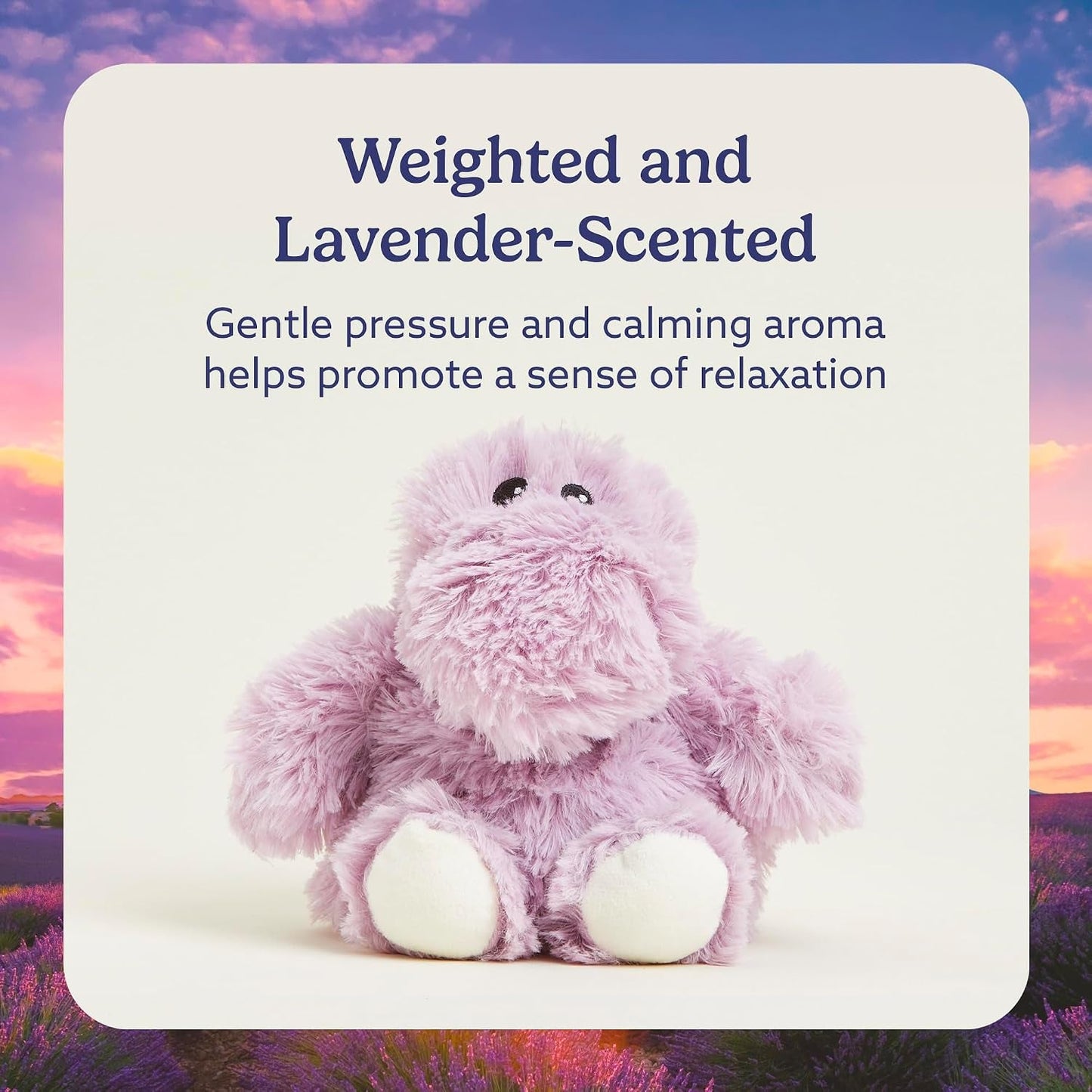 Junior Microwavable & Weighted Stuffed Animal, Hippo - Soothing Microwave Hippo Warmth - Microwavable Lavender Plush Comfort - for Adults & Children (Boys, Girls, Babies & Toddlers)