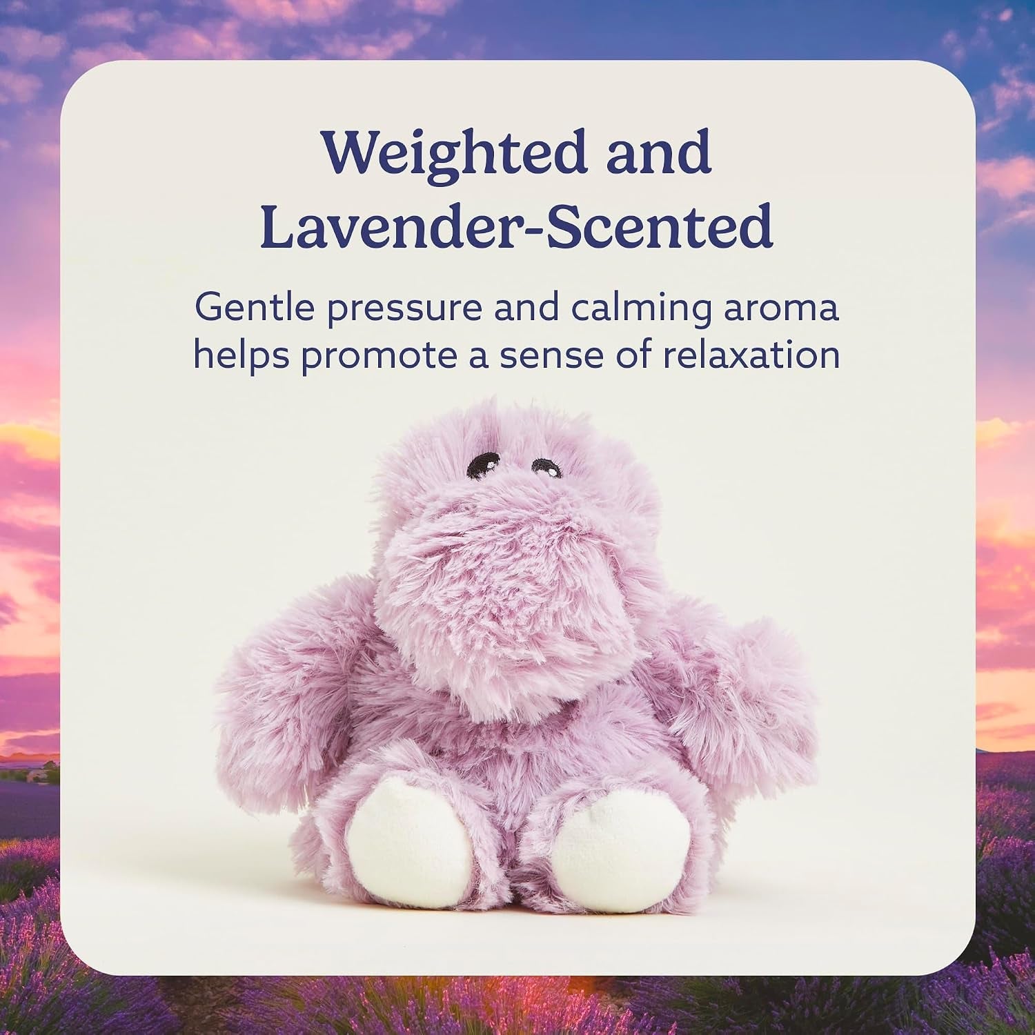 Junior Microwavable & Weighted Stuffed Animal, Hippo - Soothing Microwave Hippo Warmth - Microwavable Lavender Plush Comfort - for Adults & Children (Boys, Girls, Babies & Toddlers)