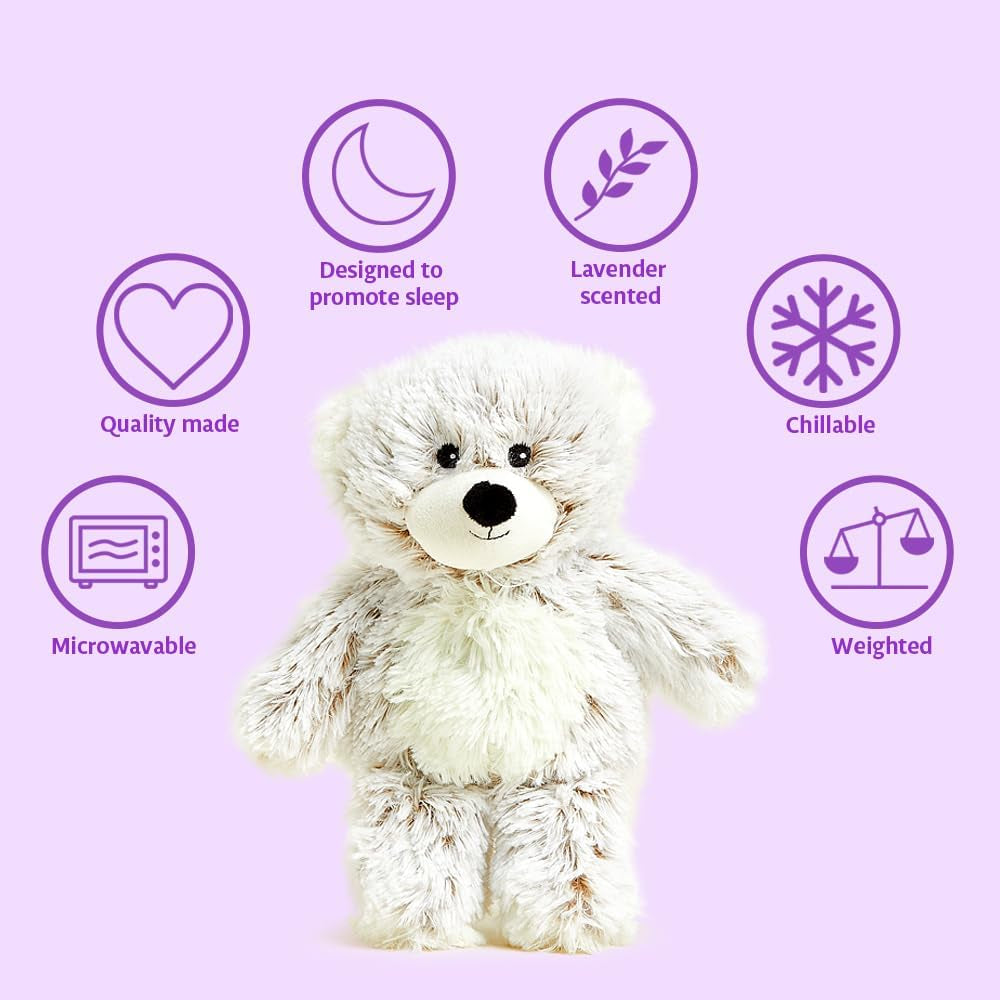 Junior Microwavable & Weighted Stuffed Animals, Marshmallow Bear- Heated Stuffed Animal Plushie for Warmth & Comfort - Cute Soft Plush Toys for Adults & Children