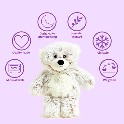Junior Microwavable & Weighted Stuffed Animals, Marshmallow Bear- Heated Stuffed Animal Plushie for Warmth & Comfort - Cute Soft Plush Toys for Adults & Children