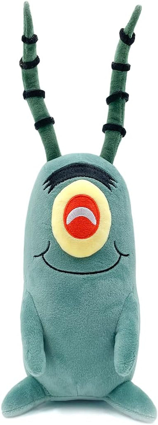 Plankton Sitting Plush 9" Inch, Spongebob Official Licensed Stuffed Plushie, Plankton the Chum Bucket from Spongebob Squarepants