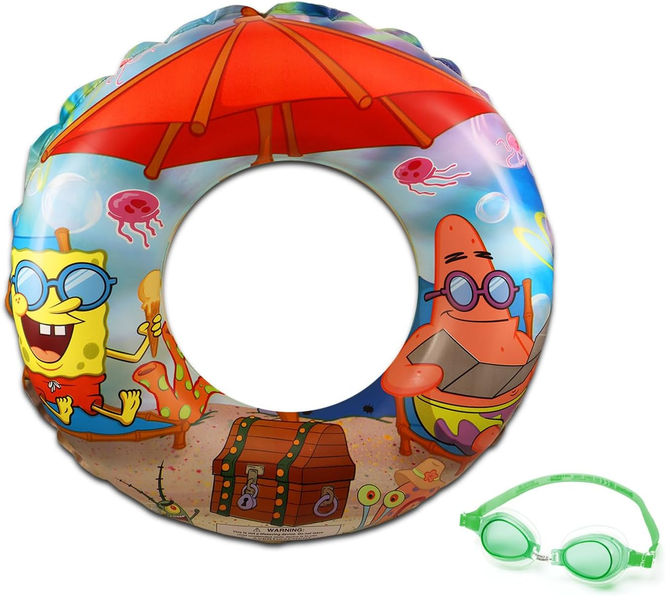 Spongebob Pool Party Toy Set for Kids - Bundle with Inflatable Swim Ring, Swimming Goggles, Stickers and More | Spongebob Squarepants Pool Toys for Girls, Boys Summer Parties