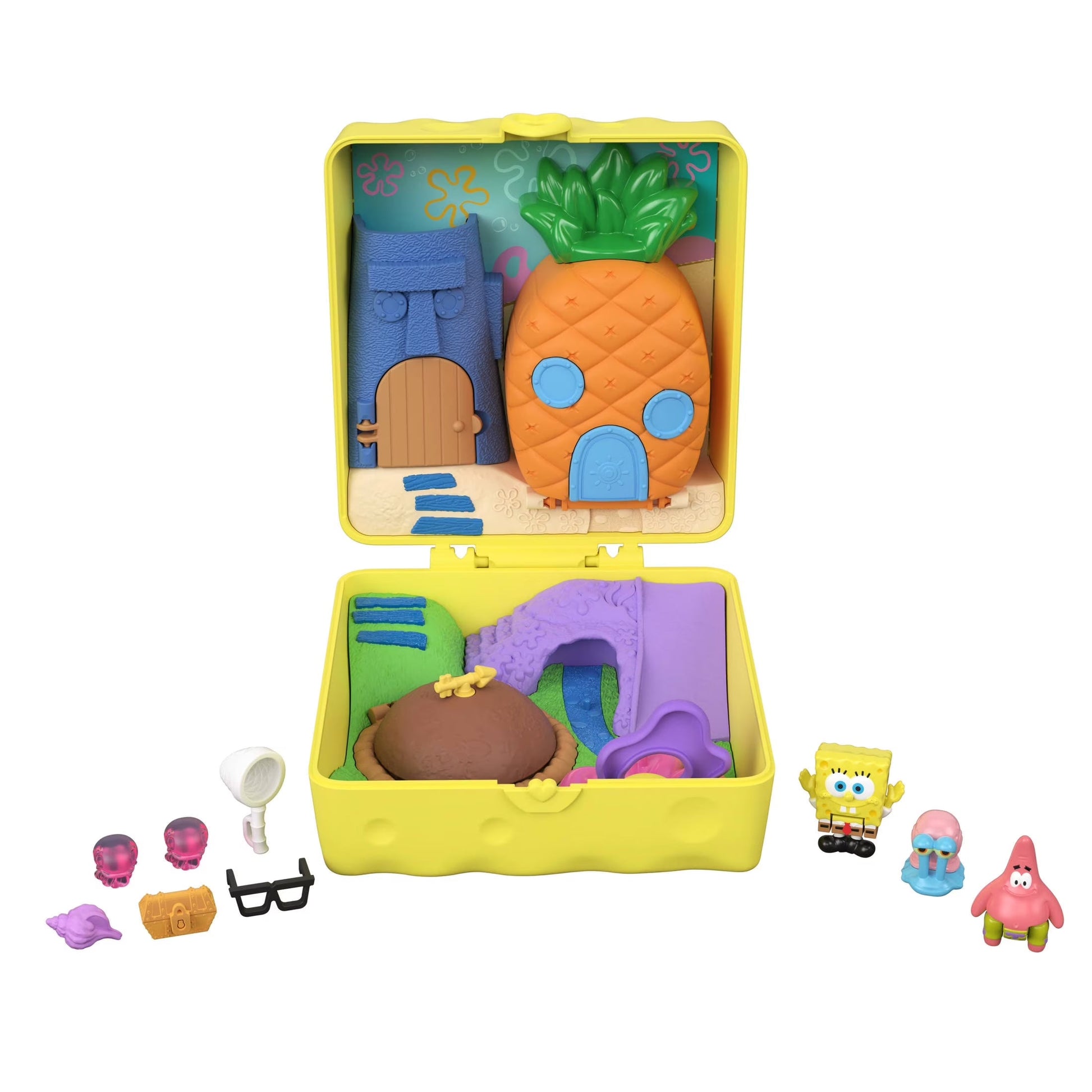 Micro Dolls and Playset, Spongebob Partnership Compact with Patrick Doll, 7 Accessories
