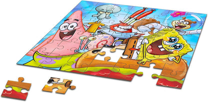 Spongebob Squarepants Tin Lunch Box Puzzle Bundle | Lunchbox with 48 Piece Puzzle plus Tattoos, Stickers, More | Spongebob School Supplies Set for Kids
