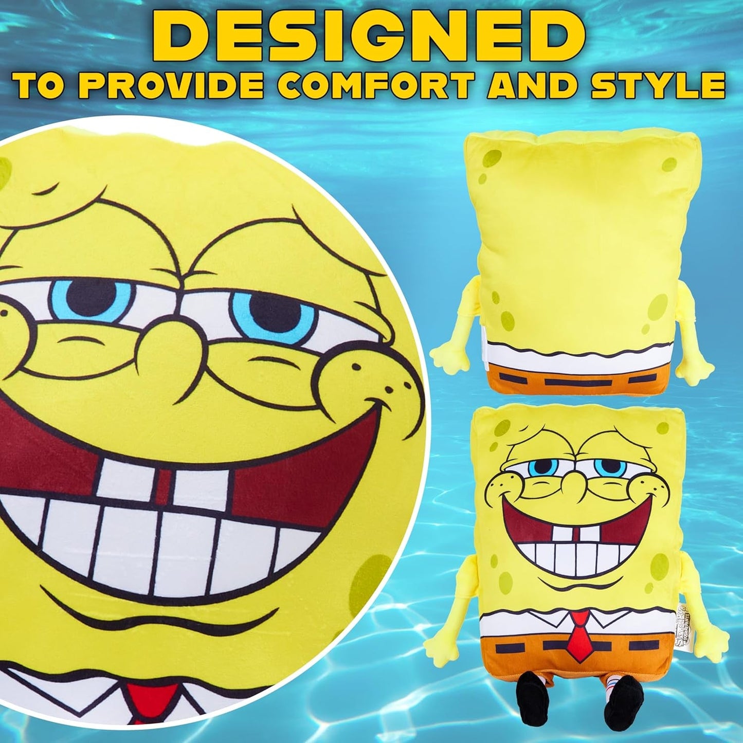 Spongebob Squarepants Plush Cushion Pillow, Soft Plush Throw Pillow Cute Fluffy Cushion Bedroom Decor, Gifts for Teens, Women (Yellow Spongebob, L13.8 X W11)
