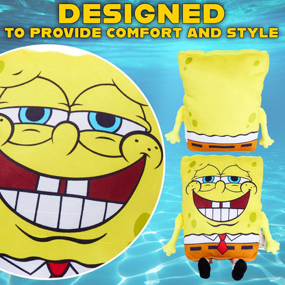 Spongebob Squarepants Plush Cushion Pillow, Soft Plush Throw Pillow Cute Fluffy Cushion Bedroom Decor, Gifts for Teens, Women (Yellow Spongebob, L13.8 X W11)