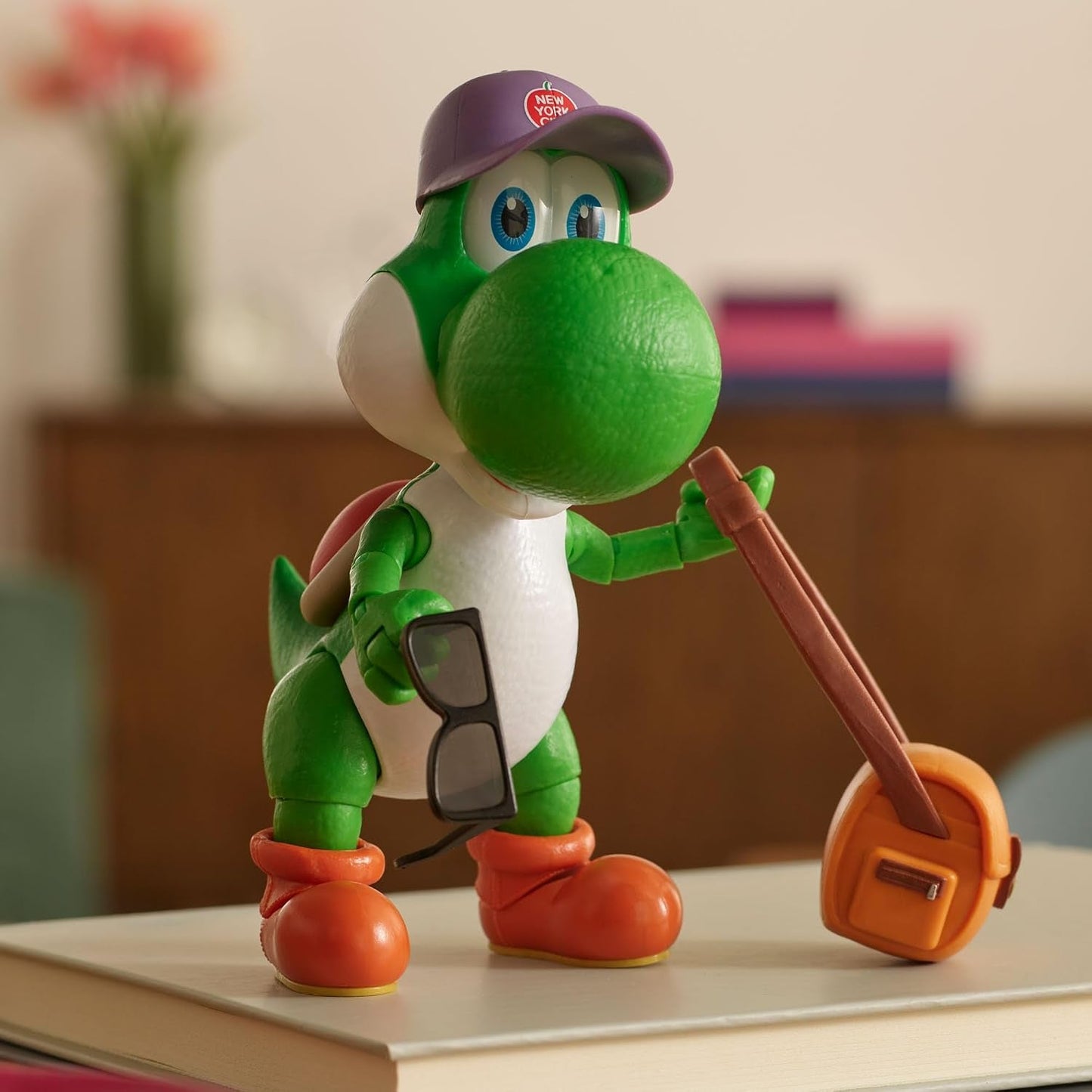 The Super Mario Galaxy Movie 5” Action Figures Series 1 – Yoshi Figure with Hat, Sunglasses, and Satchel Accessories - Premium Details 20 Points of Articulation