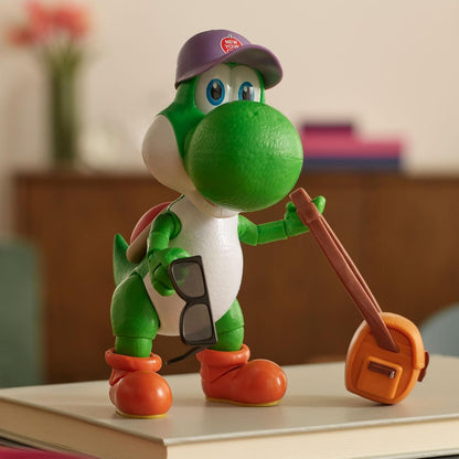 The Super Mario Galaxy Movie 5” Action Figures Series 1 – Yoshi Figure with Hat, Sunglasses, and Satchel Accessories - Premium Details 20 Points of Articulation