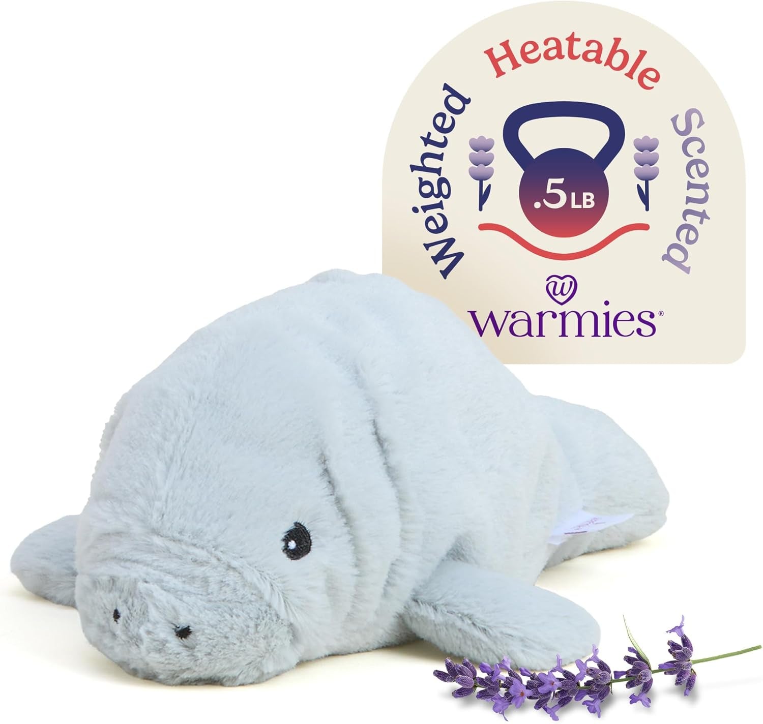 Junior Microwavable & Weighted Stuffed Animals, Manatee - Heated Stuffed Animal Plushie for Warmth & Comfort - Cute Soft Plush Toys for Adults & Children (Boys, Girls, Babies & Toddlers)