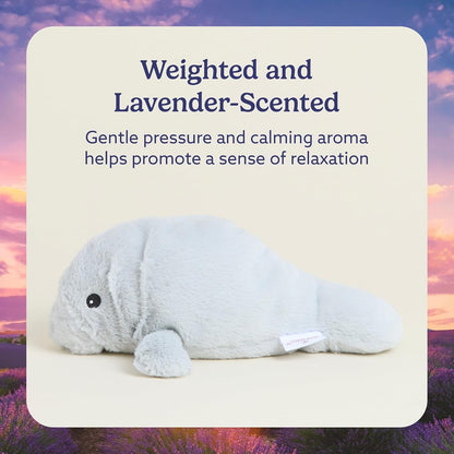 Junior Microwavable & Weighted Stuffed Animals, Manatee - Heated Stuffed Animal Plushie for Warmth & Comfort - Cute Soft Plush Toys for Adults & Children (Boys, Girls, Babies & Toddlers)