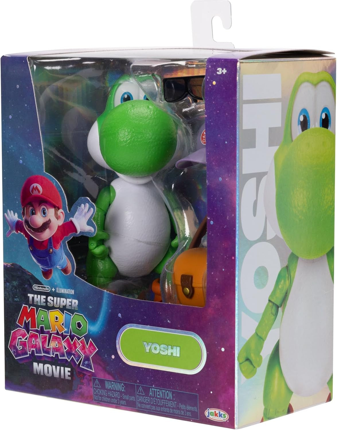 The Super Mario Galaxy Movie 5” Action Figures Series 1 – Yoshi Figure with Hat, Sunglasses, and Satchel Accessories - Premium Details 20 Points of Articulation
