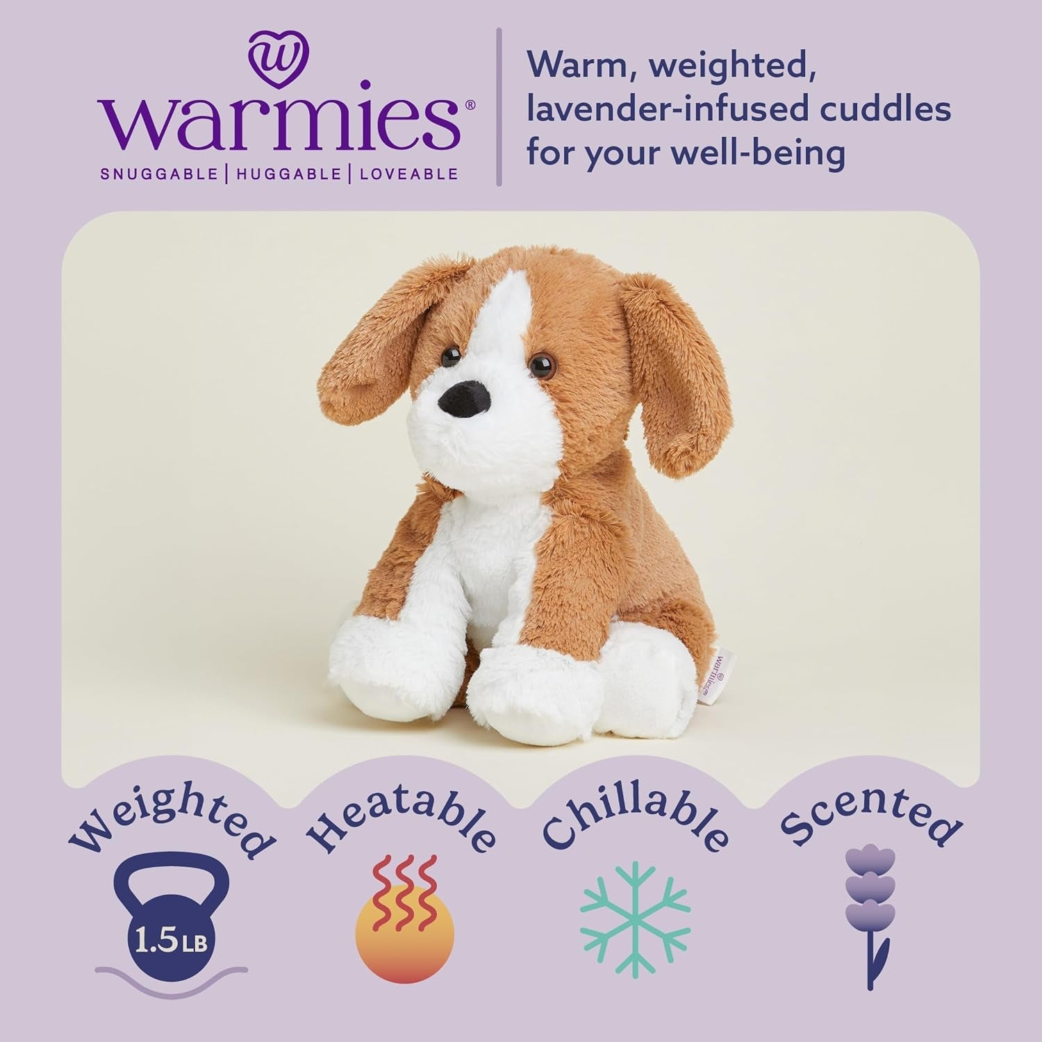Microwavable & Weighted Stuffed Animals, Beagle - Heat Therapy Weighted Plush - Cooling Relief Plush Toys - Lavender Scented Comfort for Adults & Children (Boys, Girls, Babies & Toddlers)