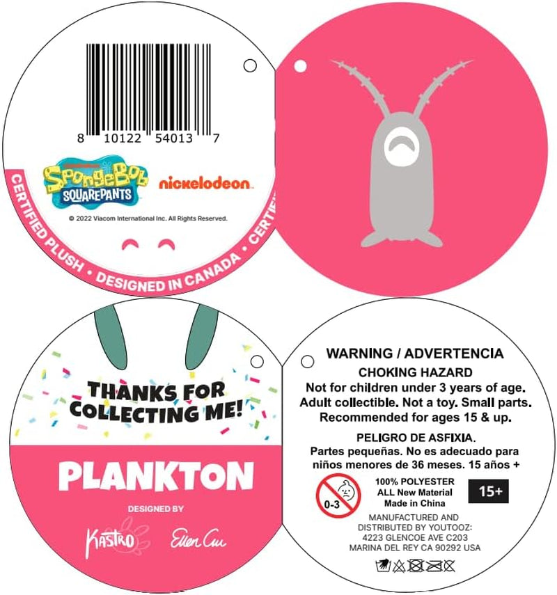 Plankton Sitting Plush 9" Inch, Spongebob Official Licensed Stuffed Plushie, Plankton the Chum Bucket from Spongebob Squarepants