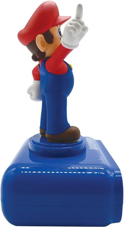 , Mario Nightlight Alarm Clock, RL800NI | Sounds & Melodies, LCD Backlit Screen, Luminous, Snooze, Red/Blue