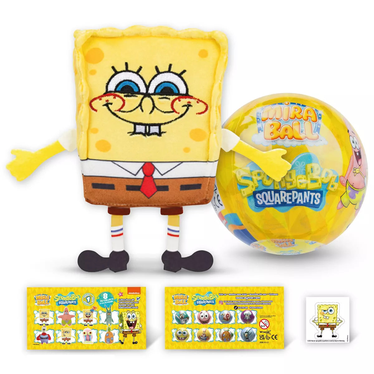 Spongebob Squarepants Miraball, 3-In-1 Surprise, Blind Box Toys for Kids - Collectable Characters - Metal Ball, Plush, Stickers, White Ribbon