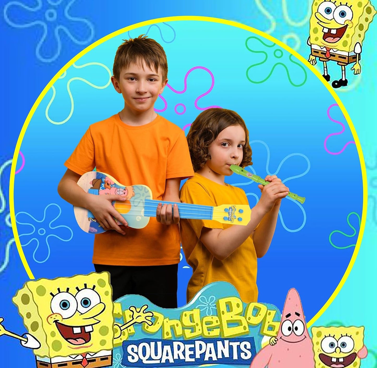 Kids Guitar Instruments, 16 Inch Play Ukulele Musical Flute My First Music Instrument Toy Set with Bookmark for Children