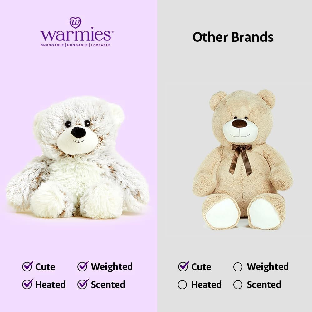 Junior Microwavable & Weighted Stuffed Animals, Marshmallow Bear- Heated Stuffed Animal Plushie for Warmth & Comfort - Cute Soft Plush Toys for Adults & Children