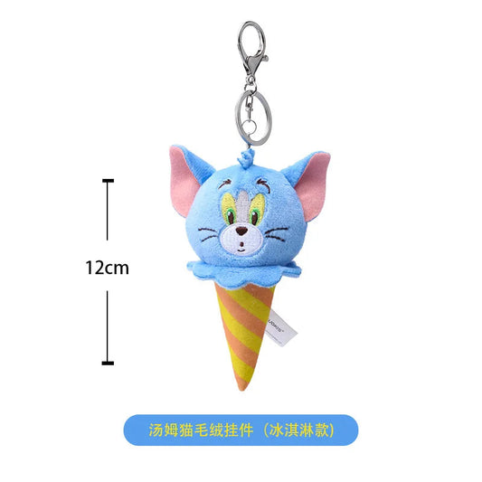 Hot 10Cm Fun Banana Shape and Adorable Ice Cream Shaped Cartoon Tom and Jerry Plush Keychain
