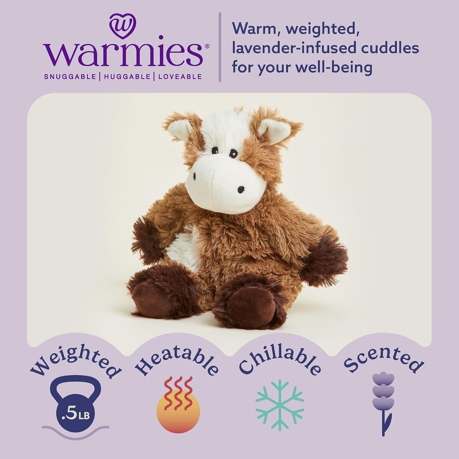 Junior Microwavable & Weighted Stuffed Animals, Cow - Heated Stuffed Animal Plushie for Warmth & Comfort - Cute Soft Plush Toys for Adults & Children (Boys, Girls, Babies & Toddlers)