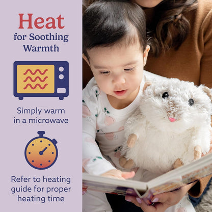 Microwavable & Weighted Stuffed Animals, Hamster - Heated Stuffed Animal Plushie for Warmth & Comfort - Cute Soft Plush Toys for Adults & Children (Boys, Girls, Babies & Toddlers)