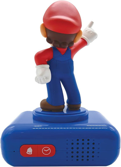 , Mario Nightlight Alarm Clock, RL800NI | Sounds & Melodies, LCD Backlit Screen, Luminous, Snooze, Red/Blue