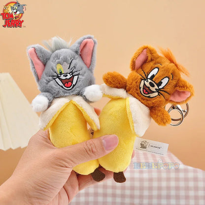 Hot 10Cm Fun Banana Shape and Adorable Ice Cream Shaped Cartoon Tom and Jerry Plush Keychain