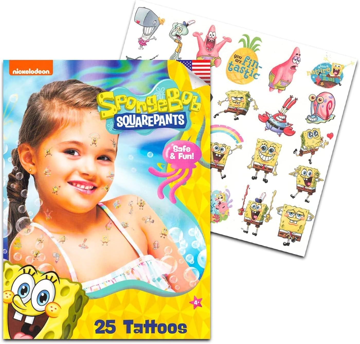 Spongebob Squarepants Tin Lunch Box Puzzle Bundle | Lunchbox with 48 Piece Puzzle plus Tattoos, Stickers, More | Spongebob School Supplies Set for Kids