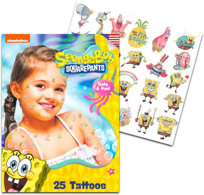 Spongebob Squarepants Tin Lunch Box Puzzle Bundle | Lunchbox with 48 Piece Puzzle plus Tattoos, Stickers, More | Spongebob School Supplies Set for Kids