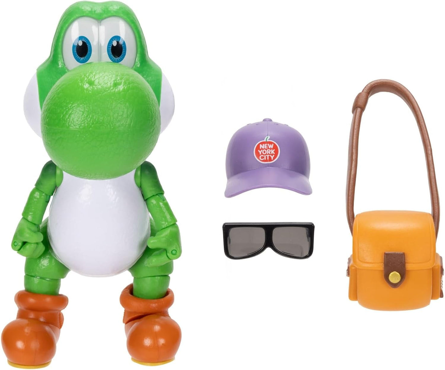The Super Mario Galaxy Movie 5” Action Figures Series 1 – Yoshi Figure with Hat, Sunglasses, and Satchel Accessories - Premium Details 20 Points of Articulation