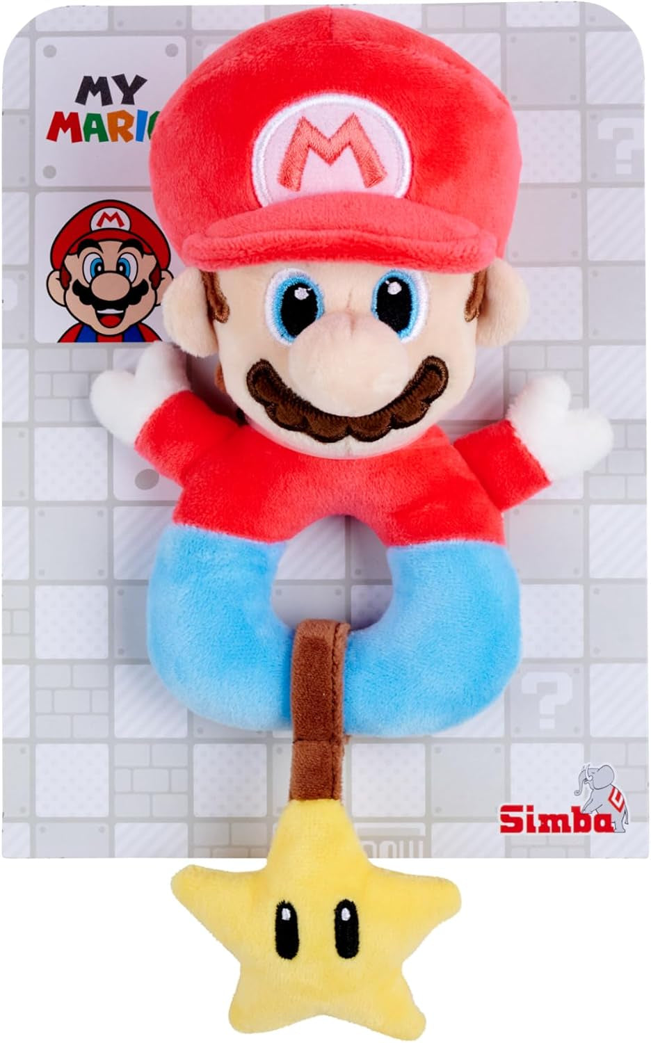 My Mario Baby Activity Grabber with Rattle – 6-Inch Plush Grasp Toy with Crackling Star for Infants & Newborns
