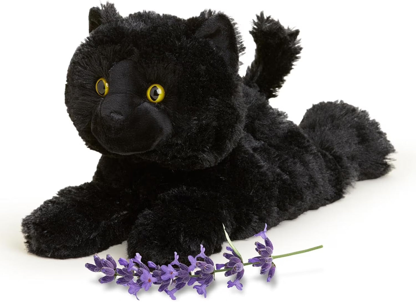 13” Black Cat Stuffed Animal, Microwavable Heated Plushies and Weighted Soft Plush Toys
