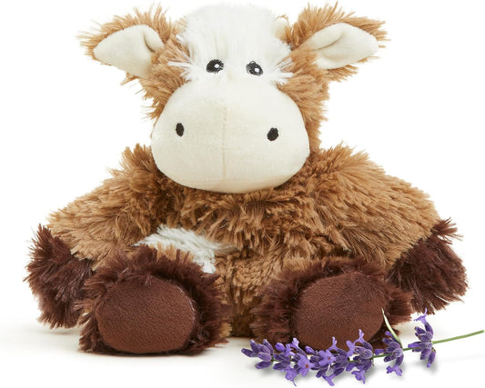 Junior Microwavable & Weighted Stuffed Animals, Cow - Heated Stuffed Animal Plushie for Warmth & Comfort - Cute Soft Plush Toys for Adults & Children (Boys, Girls, Babies & Toddlers)