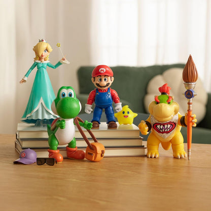 The Super Mario Galaxy Movie 5” Action Figures Series 1 – Yoshi Figure with Hat, Sunglasses, and Satchel Accessories - Premium Details 20 Points of Articulation