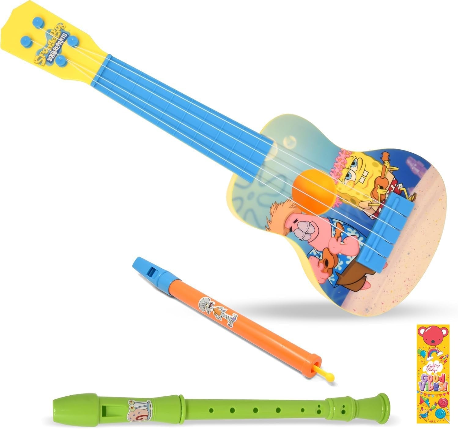 Kids Guitar Instruments, 16 Inch Play Ukulele Musical Flute My First Music Instrument Toy Set with Bookmark for Children
