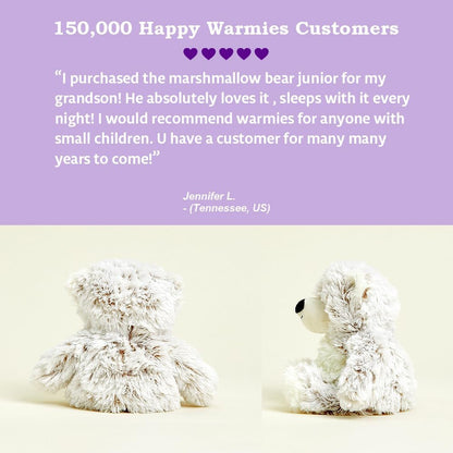 Junior Microwavable & Weighted Stuffed Animals, Marshmallow Bear- Heated Stuffed Animal Plushie for Warmth & Comfort - Cute Soft Plush Toys for Adults & Children