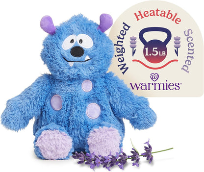 Microwavable & Weighted Stuffed Animals, Blue Monster - Heat & Chill Therapy Animal Heating Pad - Hugging Comfort Weighted Plushies for Adults & Children (Boys, Girls, Babies & Toddlers)